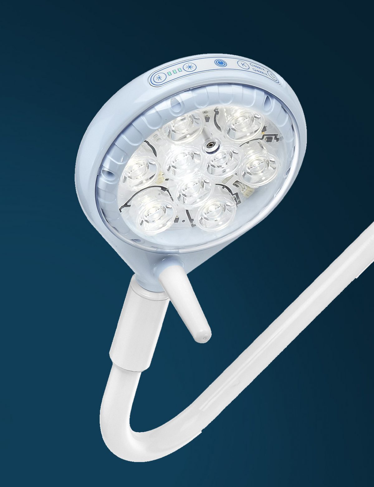 The Saturno-led operating lamp, which generates no shadows, is suitable for small surface surgeries, gynaecology and first aid.